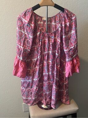 Altar’d State Pink Paisley Mini Dress Boho Peasant Style Flowy Soft Women’s S